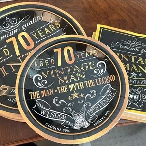 Vintage Man 70th Birthday Plates